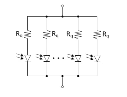 Schéma de principe - Broadcom Réseau de photomultiplicateurs NUV-MT 2×2 AFBR-S4N44P044M